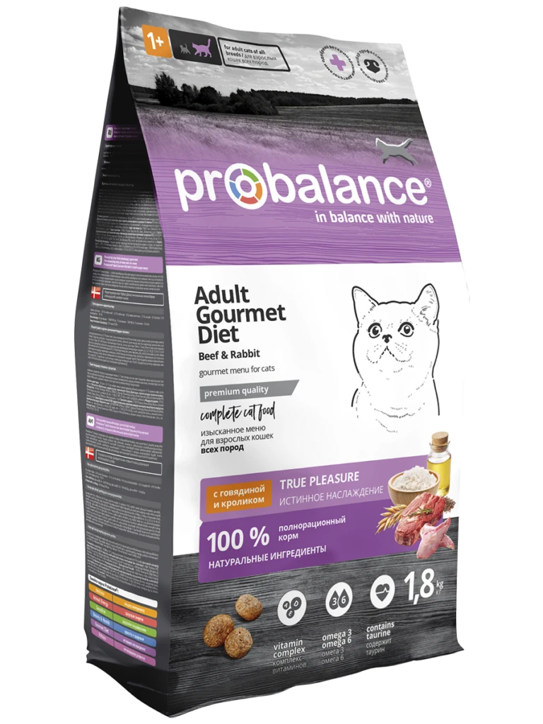Сухой корм для кошек ProBalance Рацион гурмана с говядиной и кроликом
