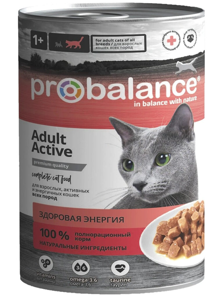 Консервированный корм для активных кошек ProBalance, 415гр